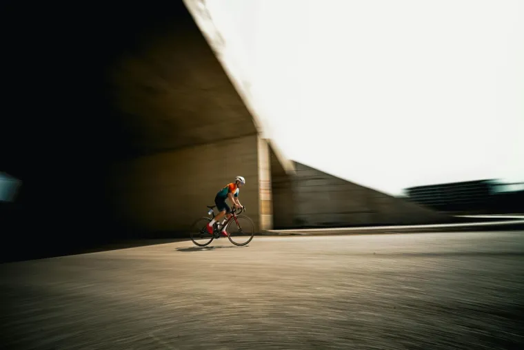 Man cycling on road
