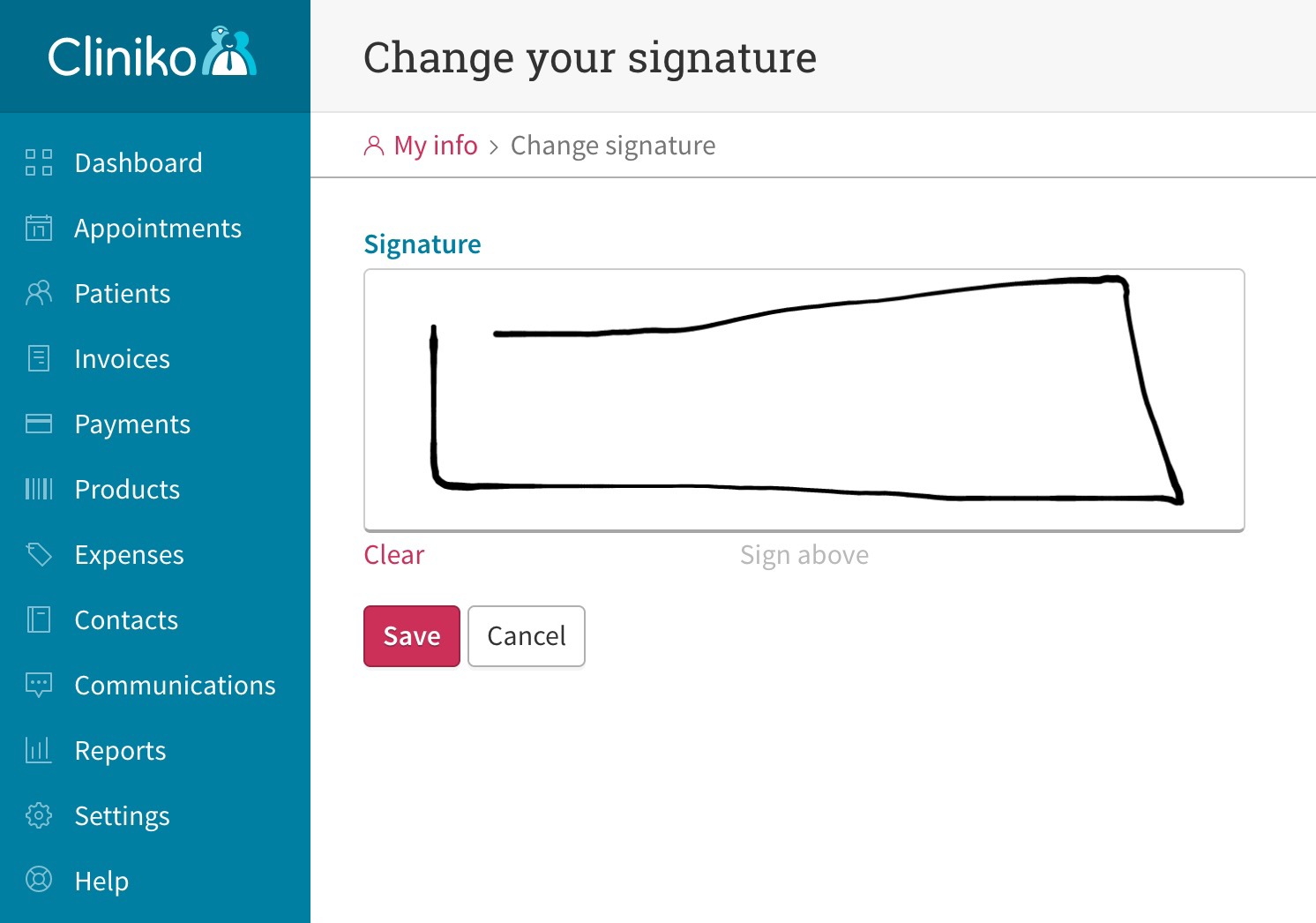 Change your signature page
