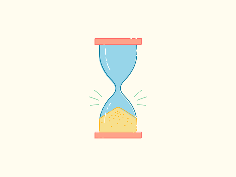 An illustration of an hourglass that's run out of time
