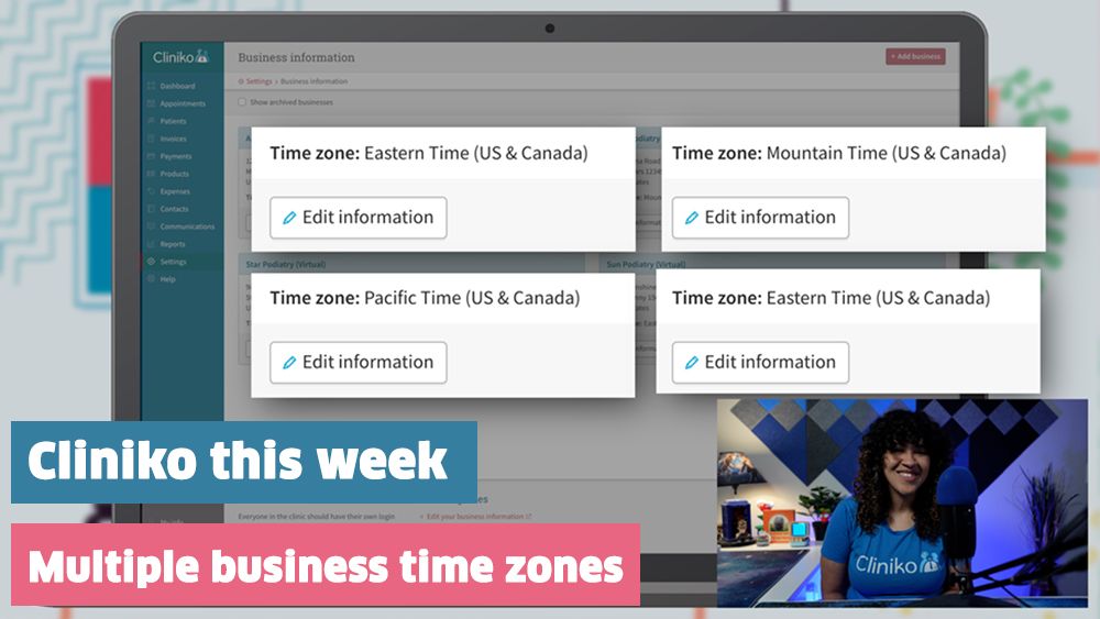 This is the video demo of our advanced time zone support in Cliniko