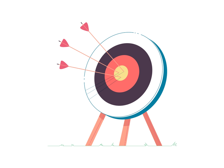 Arrows in a bullseye target.