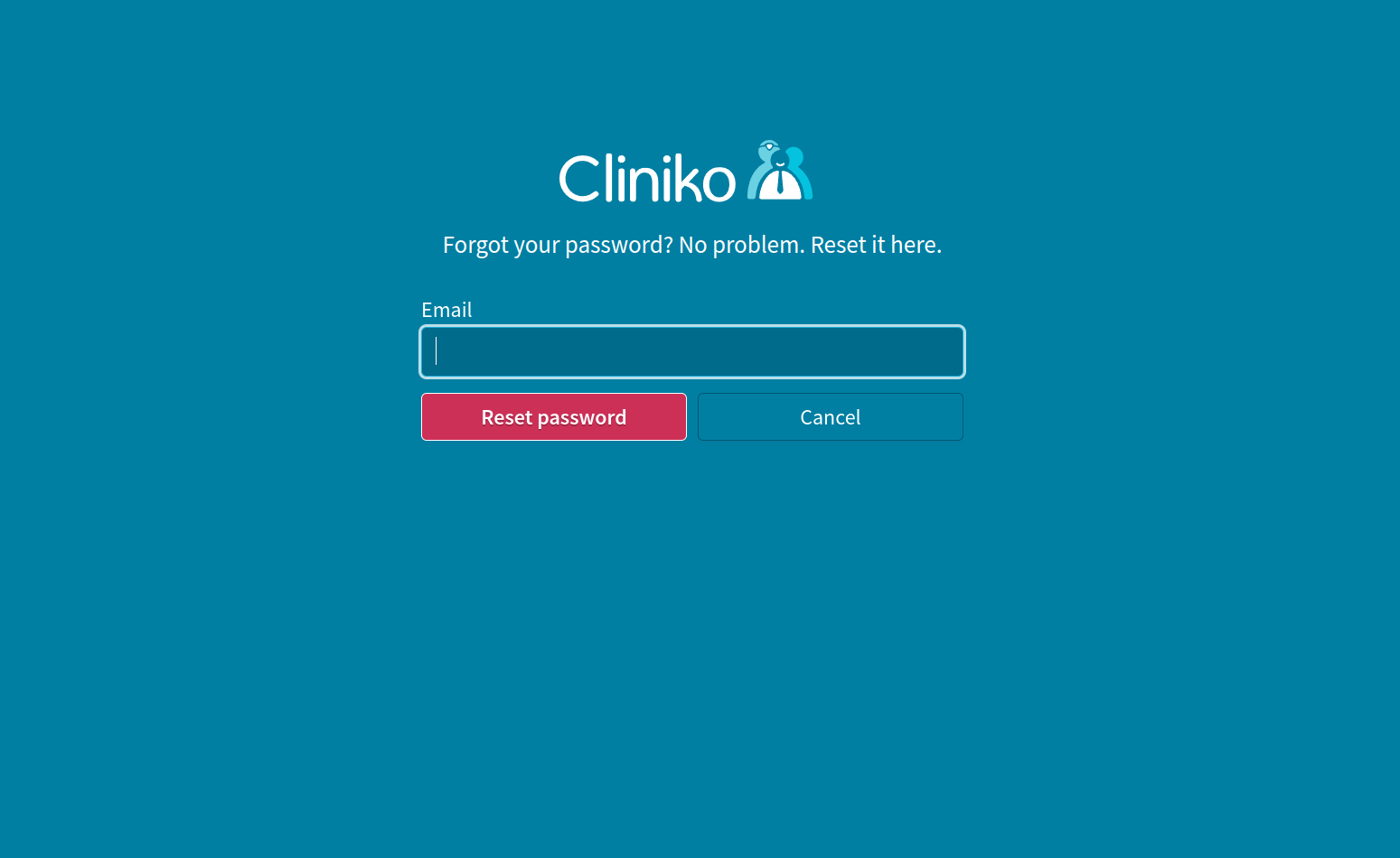 A screenshot showing what the Cliniko reset password page will look like from late 2024