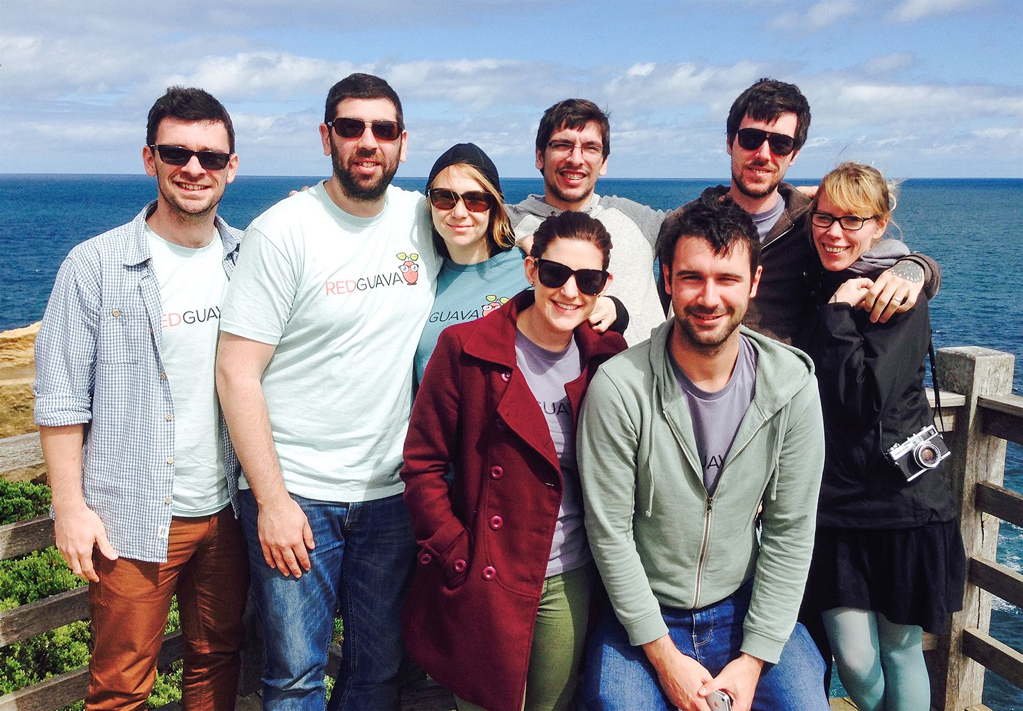 A group photo of members of the Cliniko team during a trip to Apollo Bay, Australia.