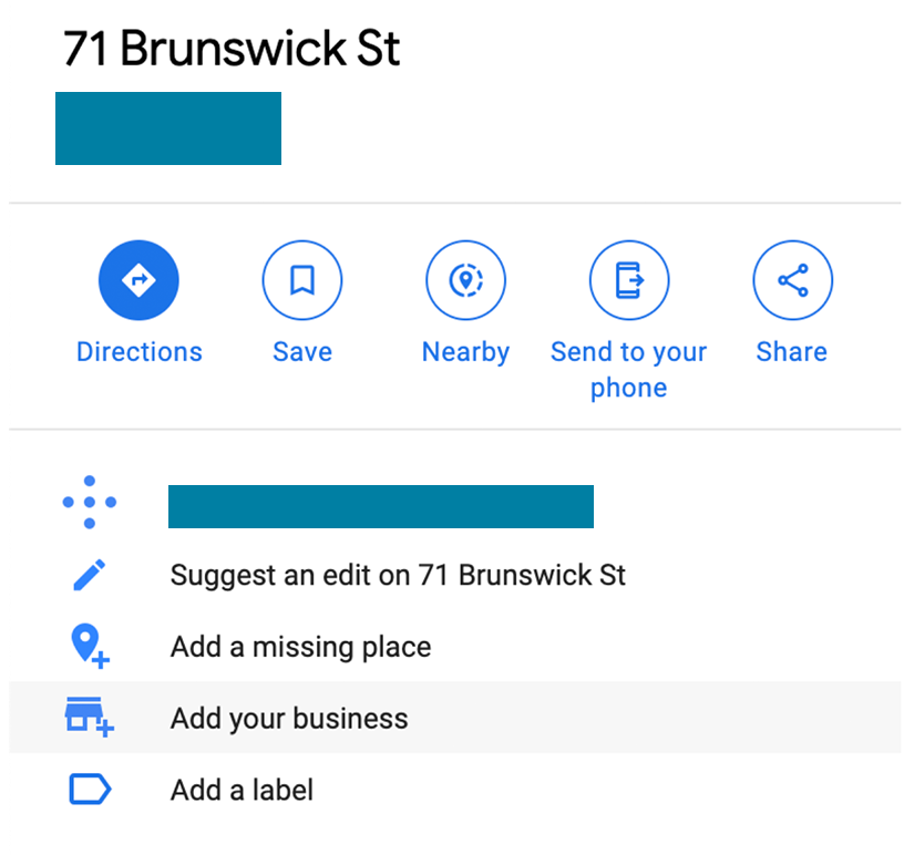 Screenshot of a non-business address listing on Google Maps