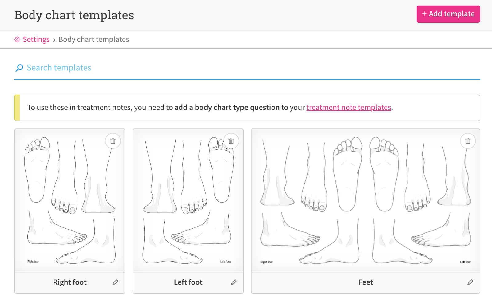 Foot diagrams are now included in Body Charts!