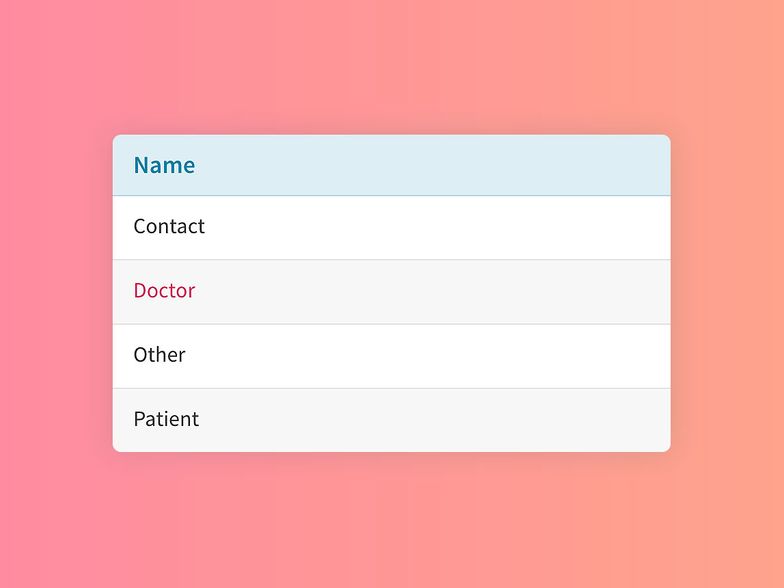 List of referral sources including contact, doctor, patient and other.