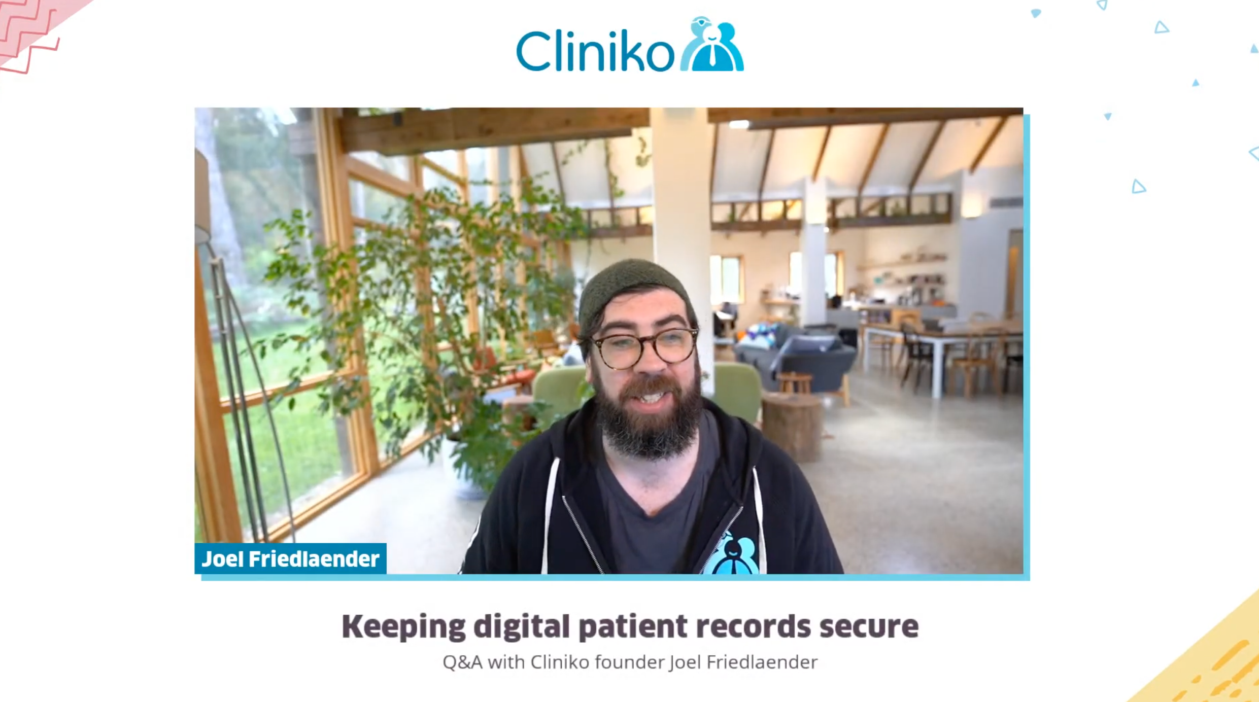 A screenshot of Joel starting the webinar on how to keep digital patient records secure.