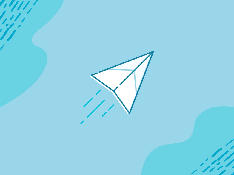 An illustration of a paper airplane on a blue background