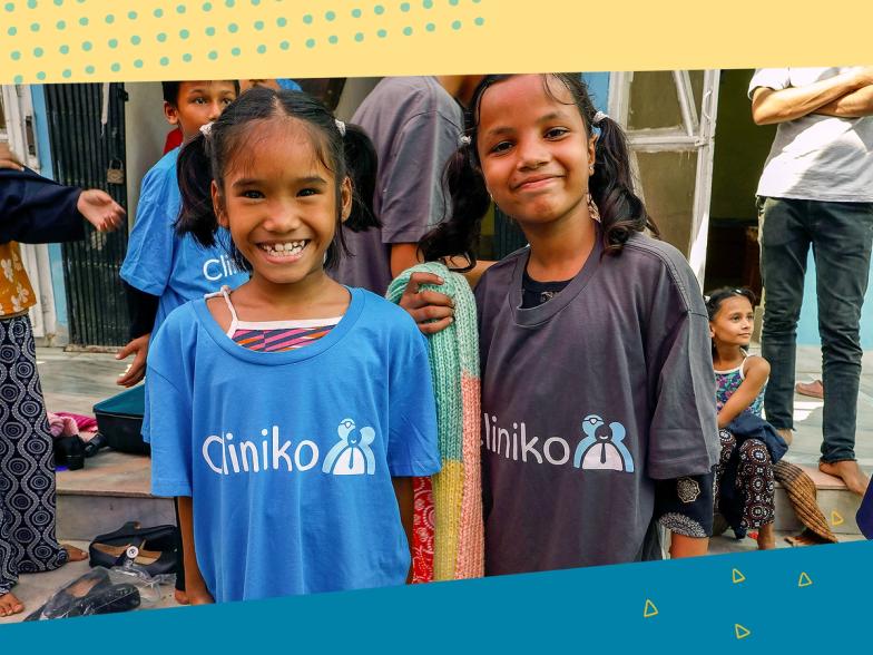 Children wearing Cliniko t-shirts