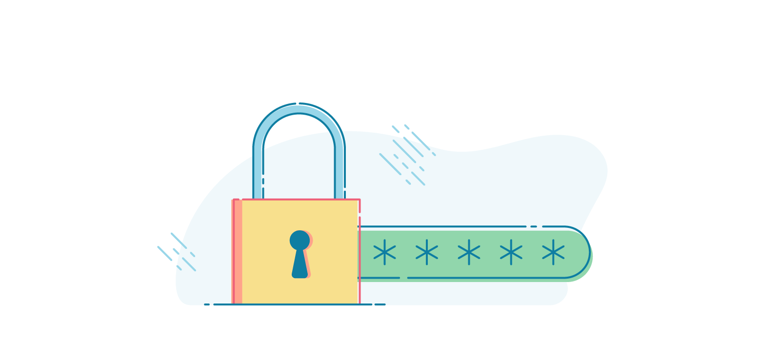 Illustration of a padlock in-front of a password input.