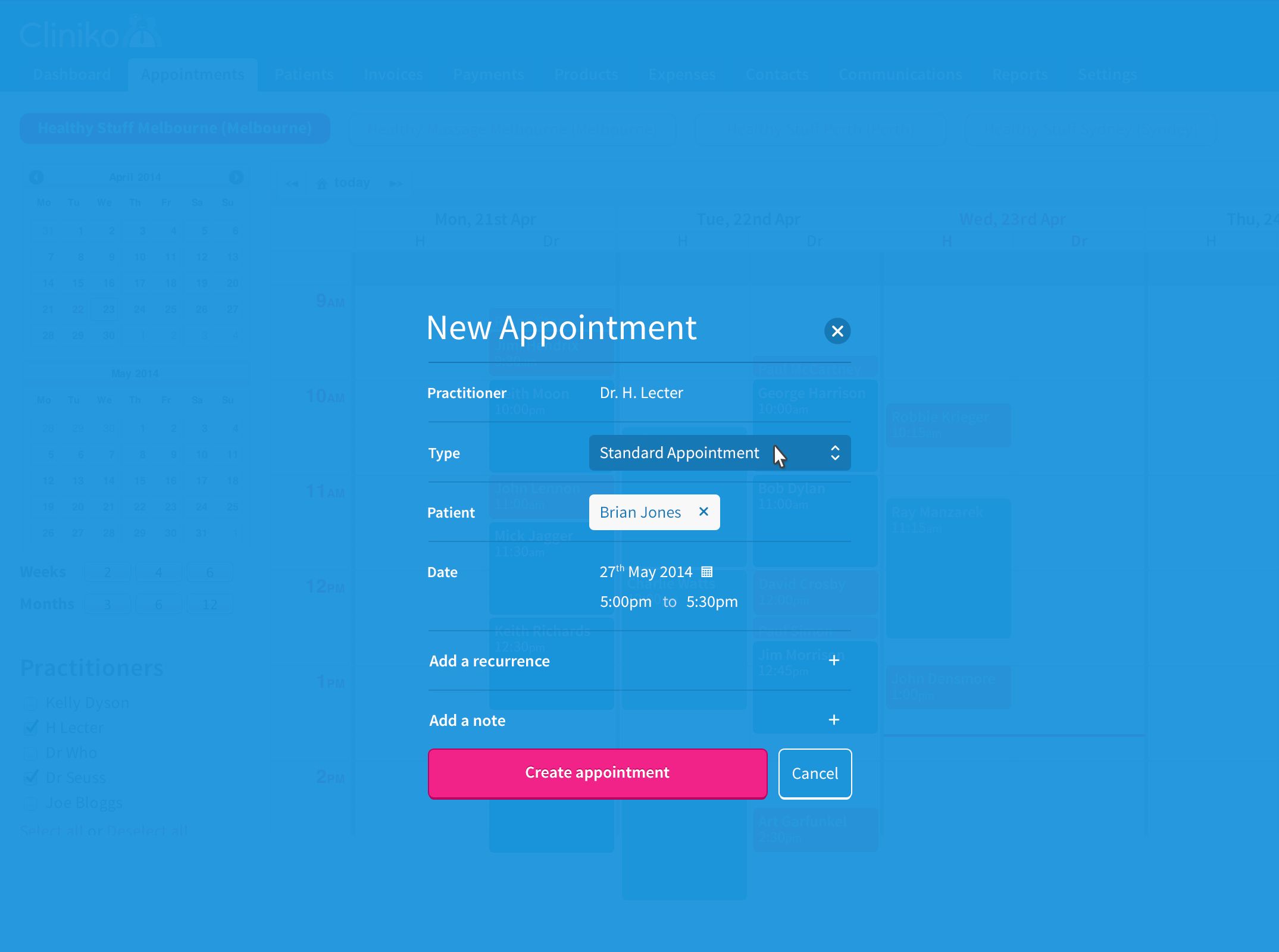 Create appointment screen idea