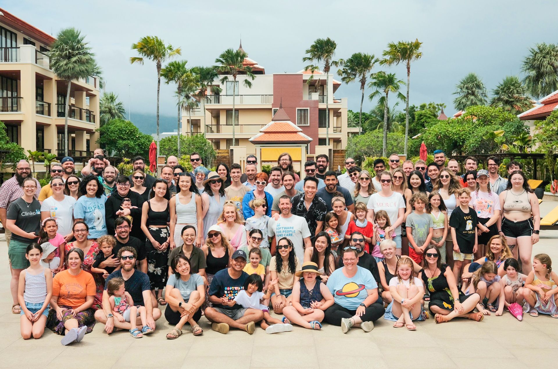Photo of the Cliniko team in Phuket, with about 100 staff and family members together