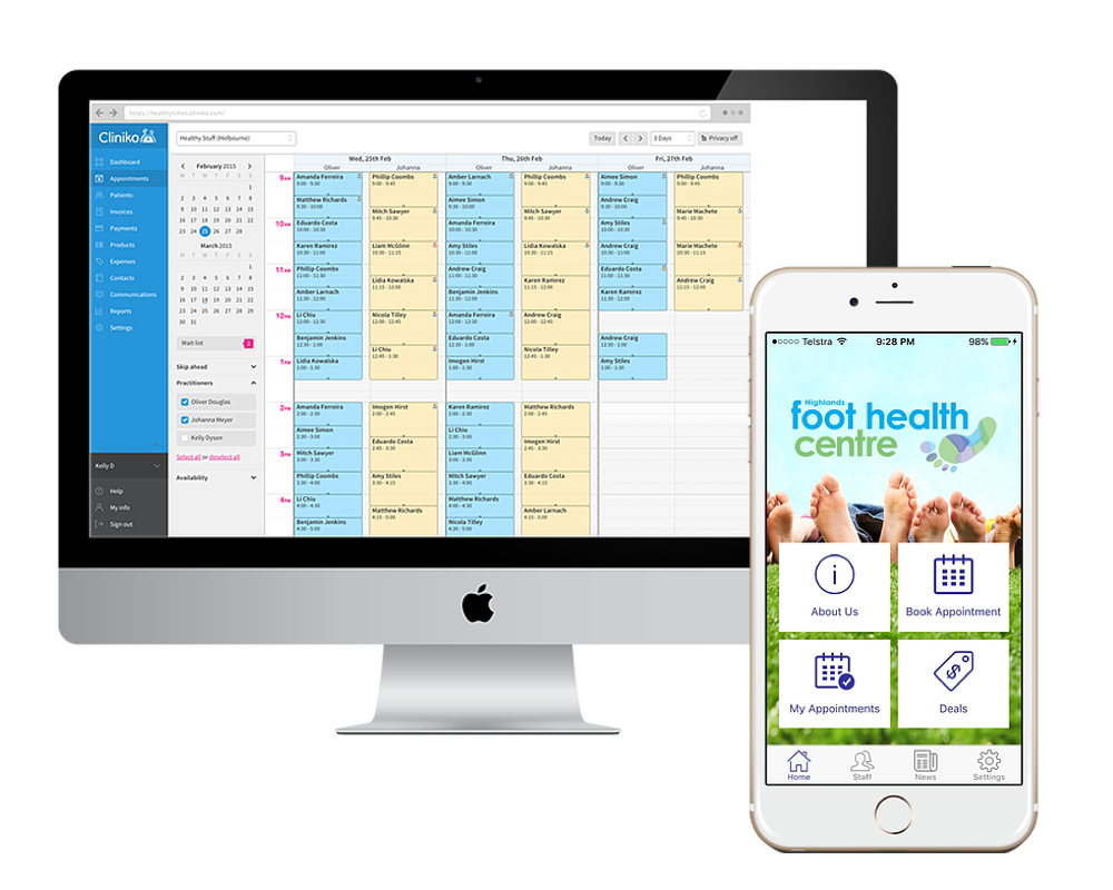 Cliniko and Nextin mobile app