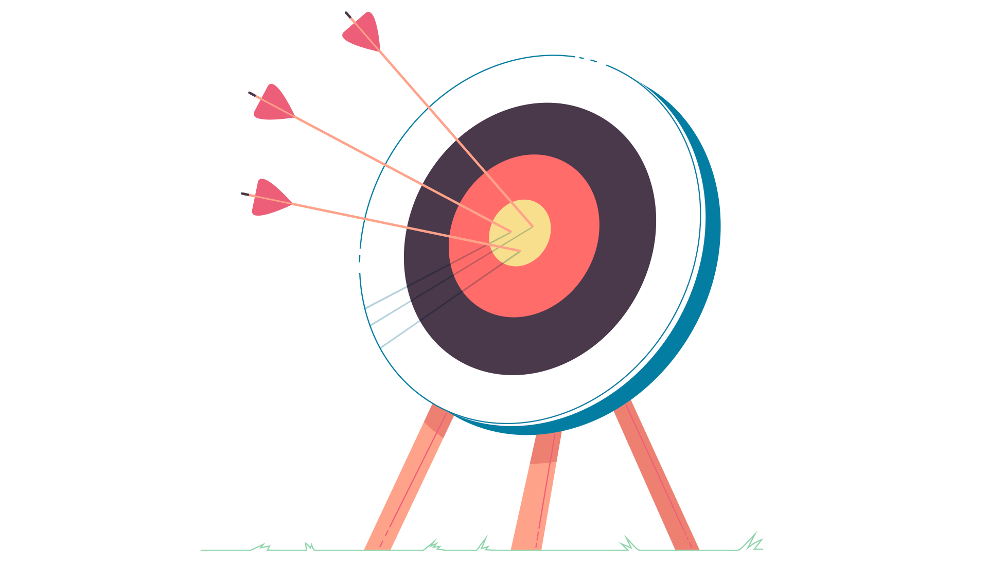 Arrows in a bullseye target.
