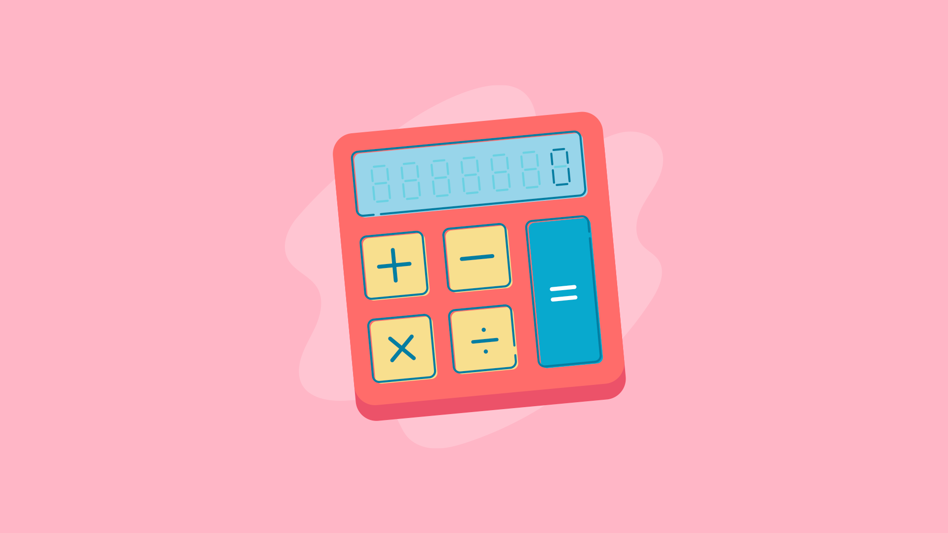 a red calculator on a pink background