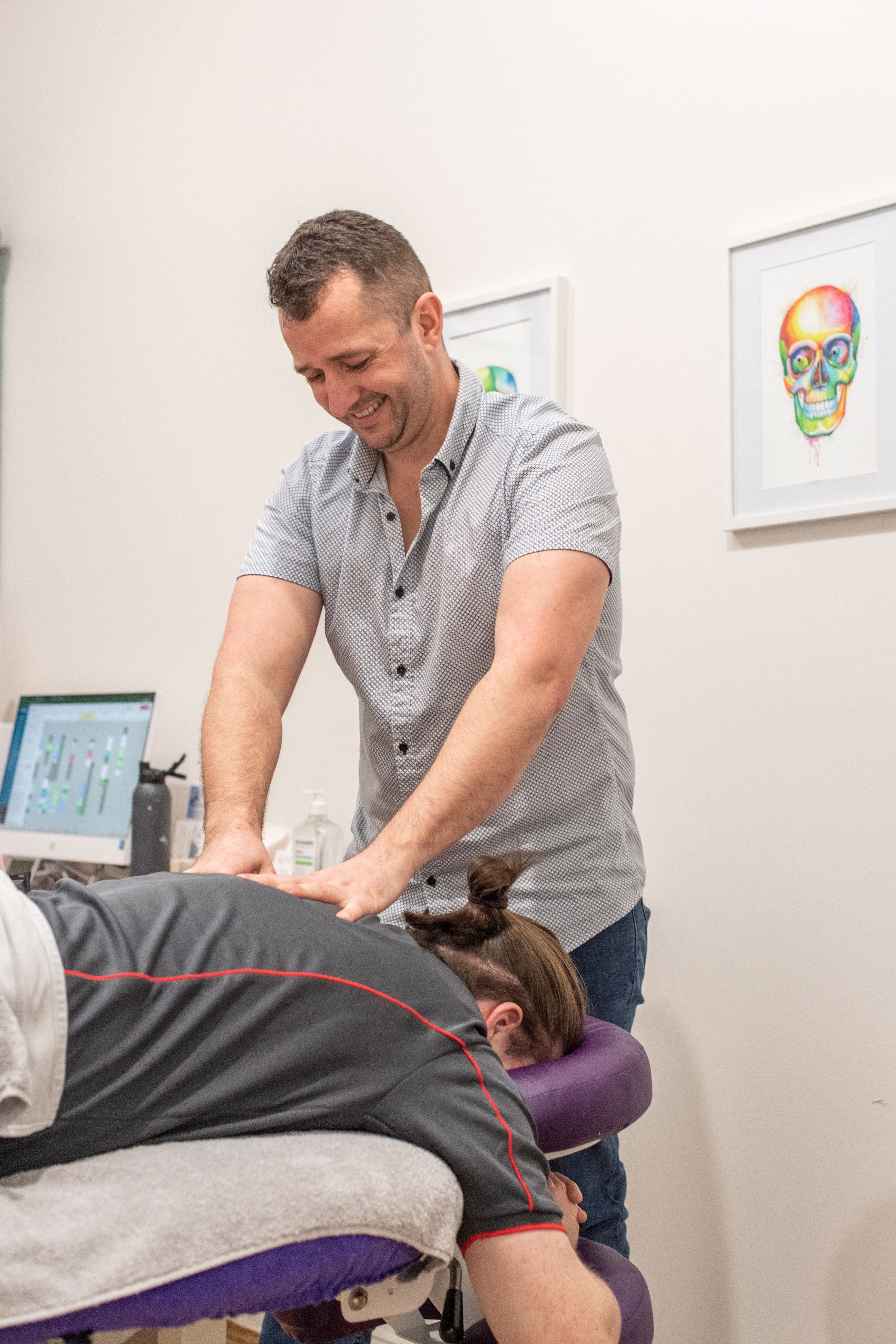 Myotherapist Mat Richards during a myotherapy treatment