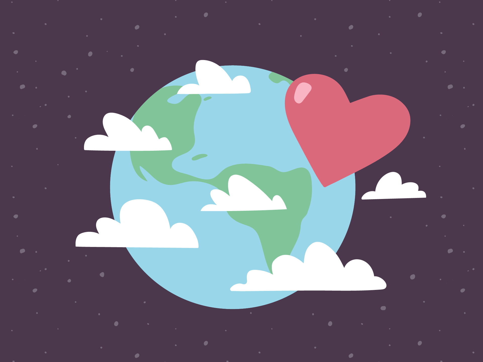 Illustration of the Earth in space with a heart