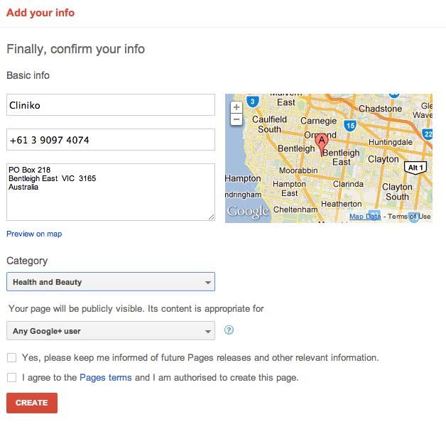 Google plus basic info form.