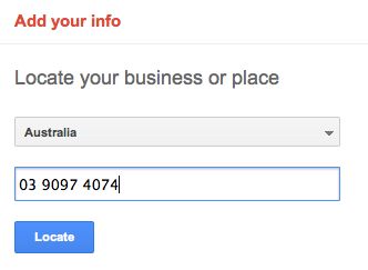 Google places form with a country location field.