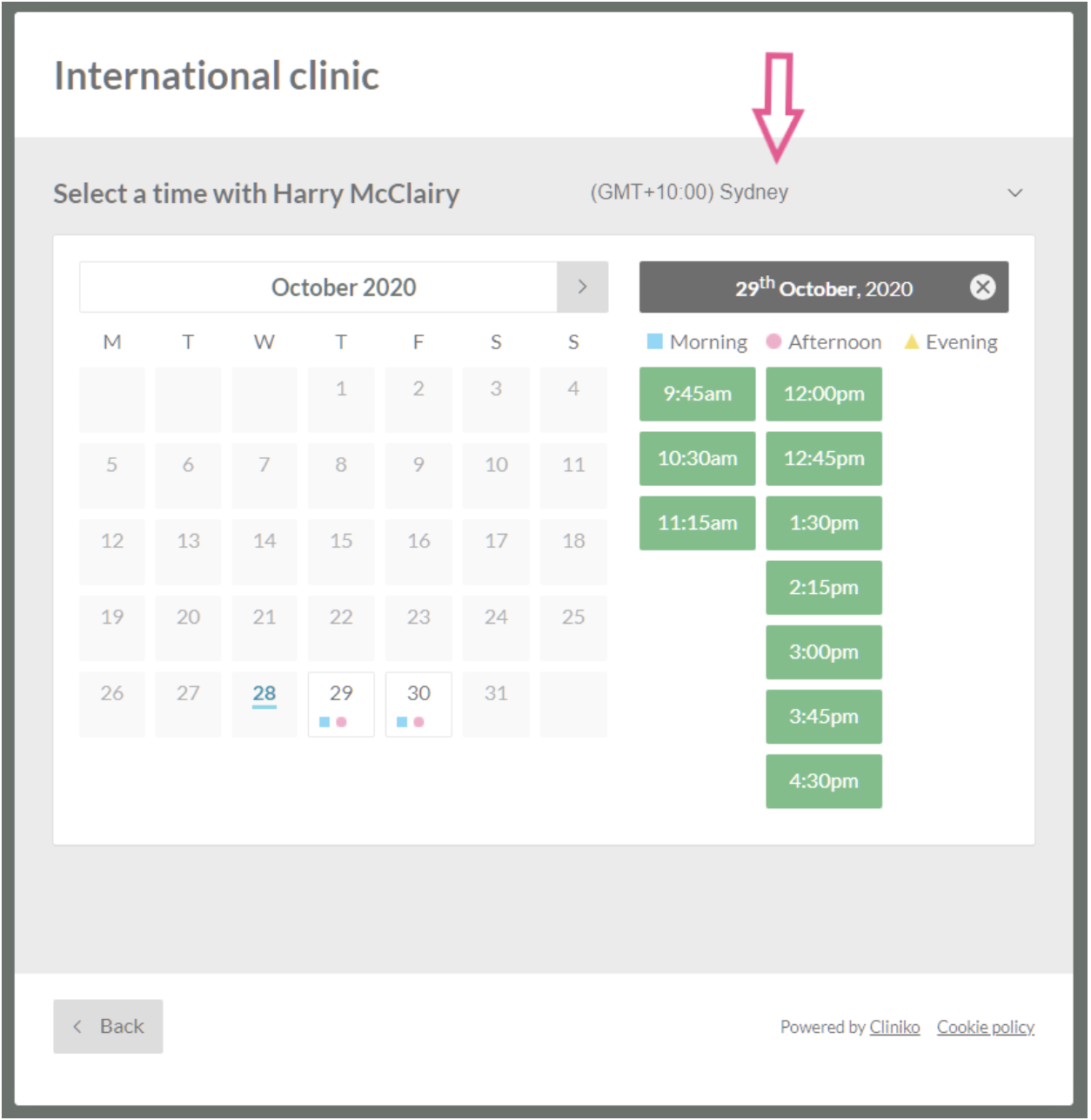Multiple time zone support in Cliniko!
