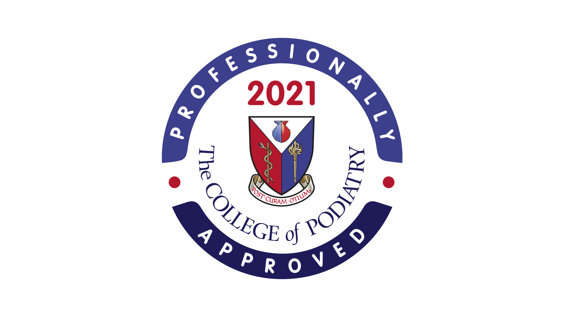 Logo: The College of Podiatry Professionally Approved 2021
