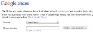 Google places business information form.