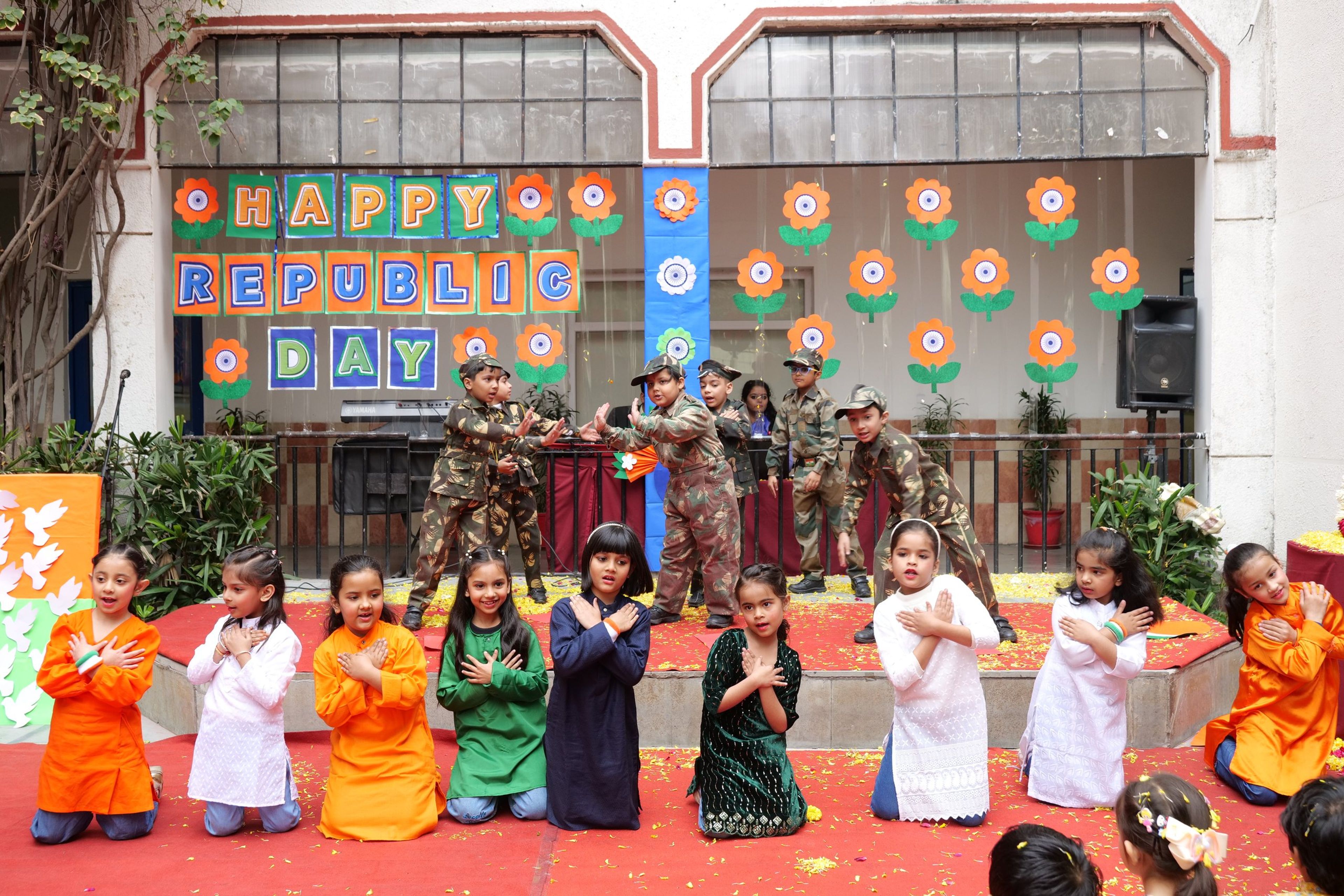 Pupils performing at the Republic Day celebration
