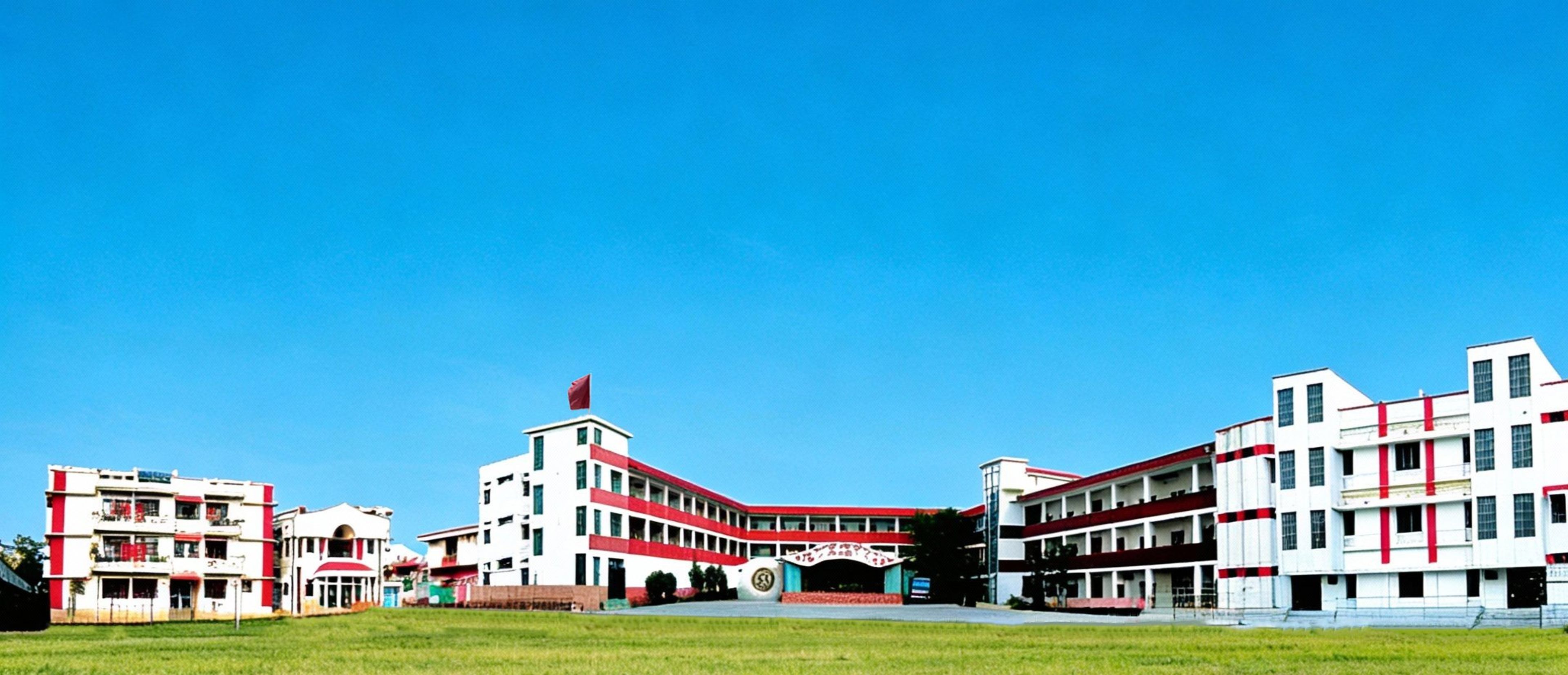 Modern School Kota's campus buildings across the lawn