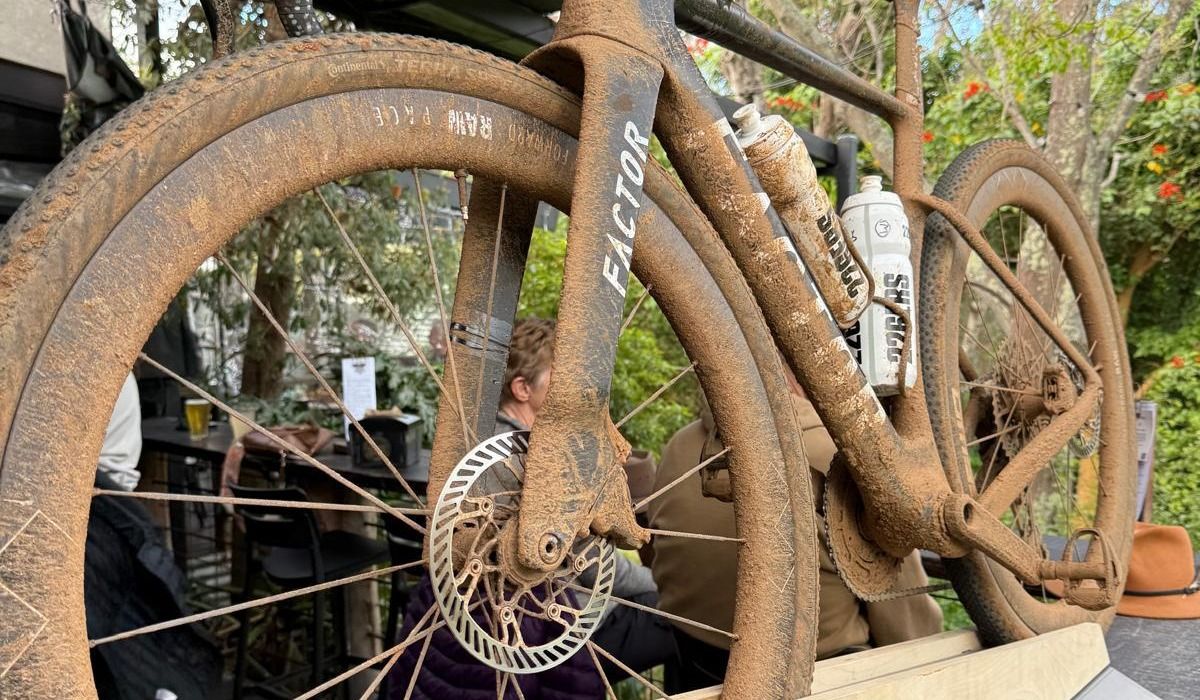 A rainbow jersey on Australian gravel, won on a Factor Elara