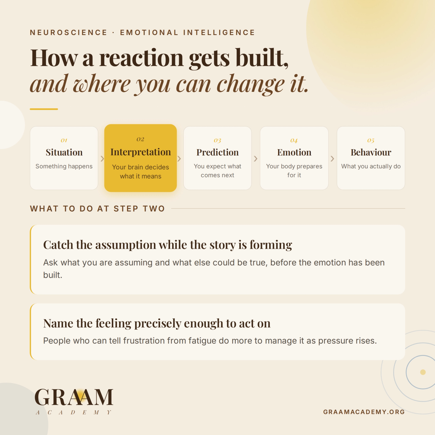 How a reaction gets built from a situation