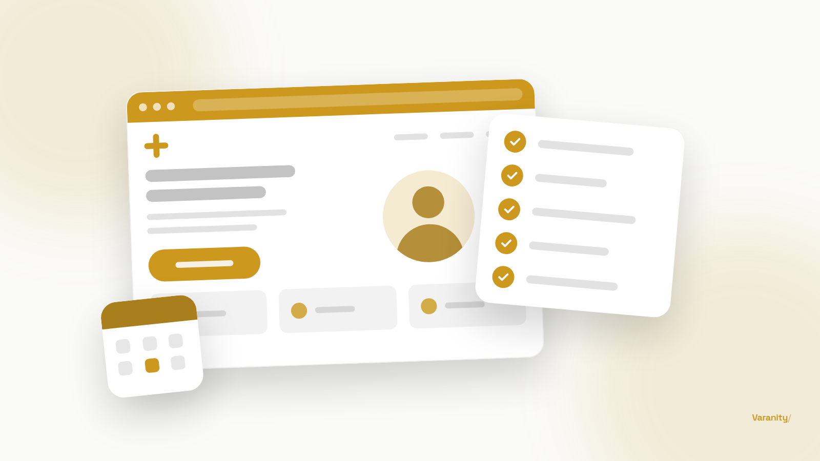 3 boxed graphics depicting patient data, checklist, and calendar