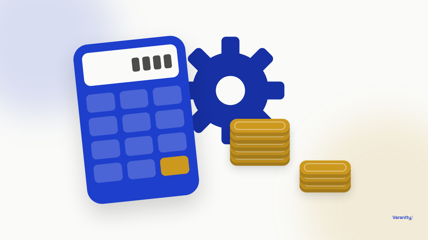 a calculator, a gear, and two server icons depicting the title