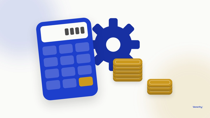a calculator, a gear, and two server icons depicting the title