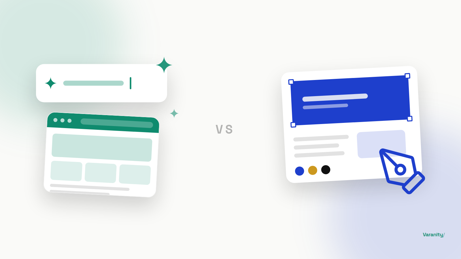 ai builder vs hiring studio with pencil design graphic side by side