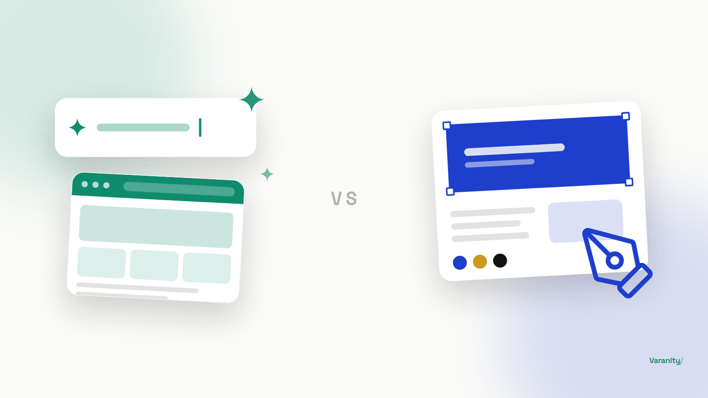 ai builder vs hiring studio with pencil design graphic side by side