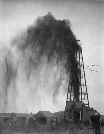 image from Phillips Petroleum workers strike oil in Osage territory.