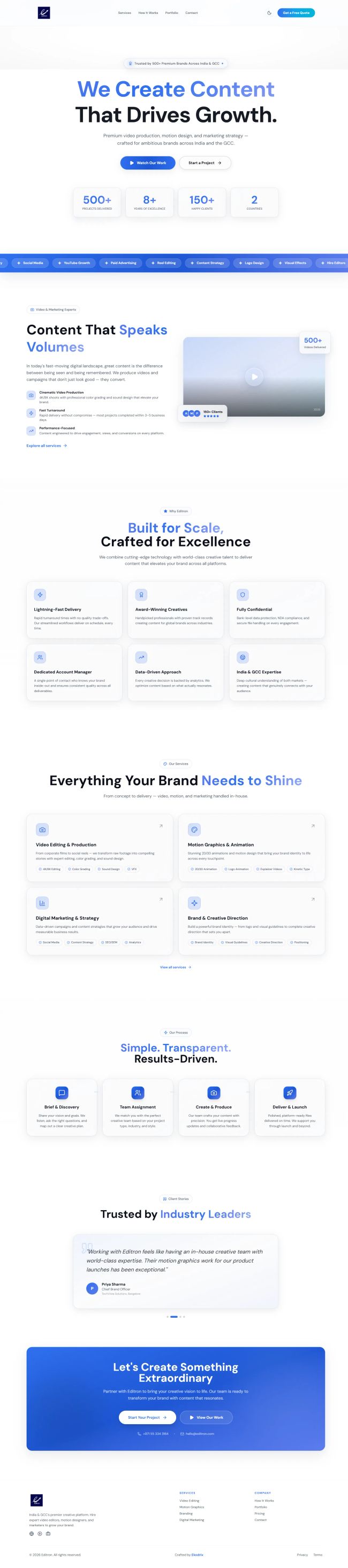 Editron Studio - Creative Agency — Web & SaaS Development Portfolio by Ekodrix