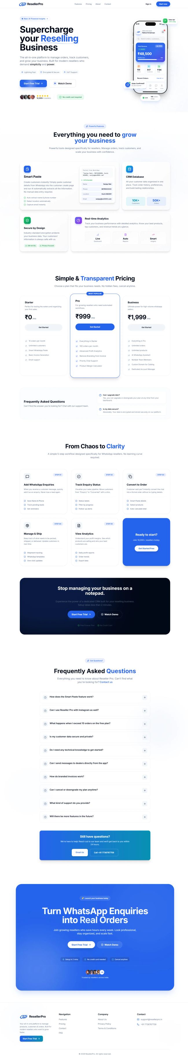 ResellerPro - SaaS CRM Platform — Web & SaaS Development Portfolio by Ekodrix