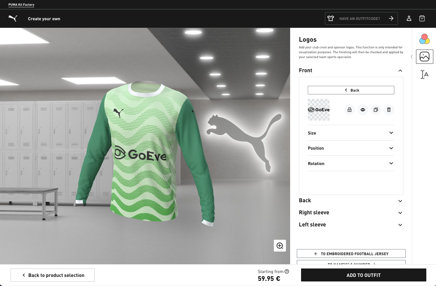 PUMA Teamwear: Global Team Configurator