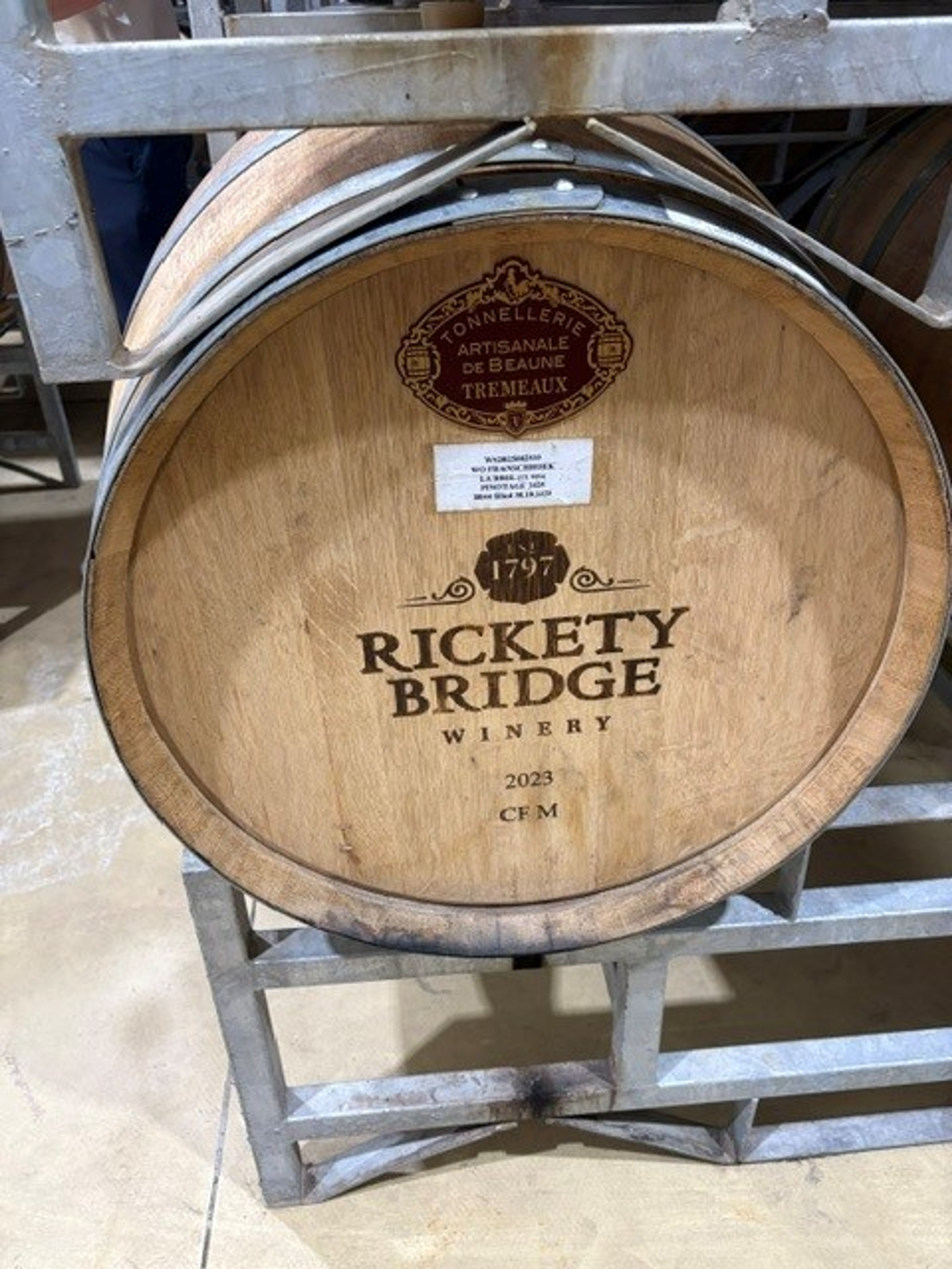 A Rickety Bridge wine barrel