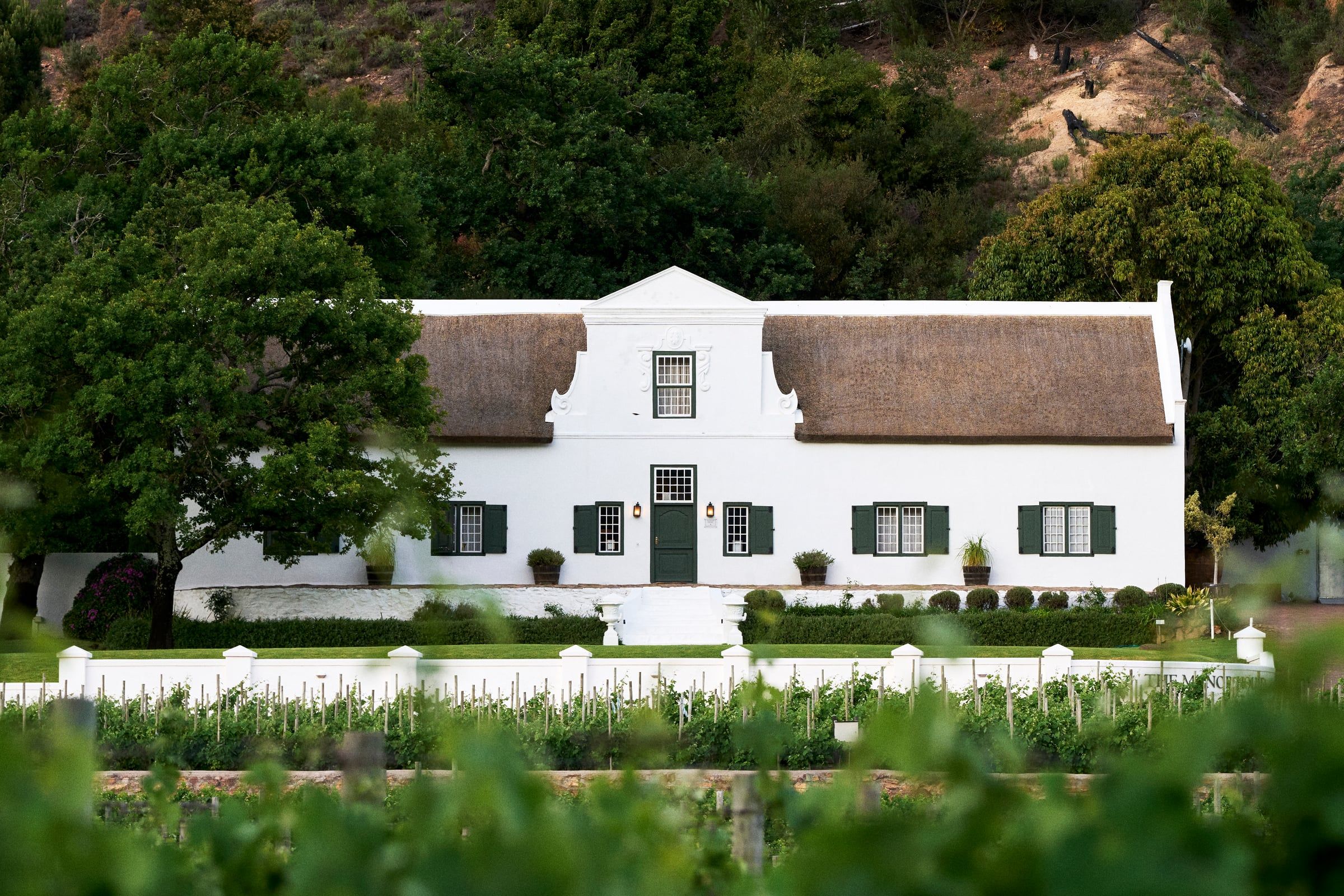 The white Cape Dutch homestead at Rickety Bridge