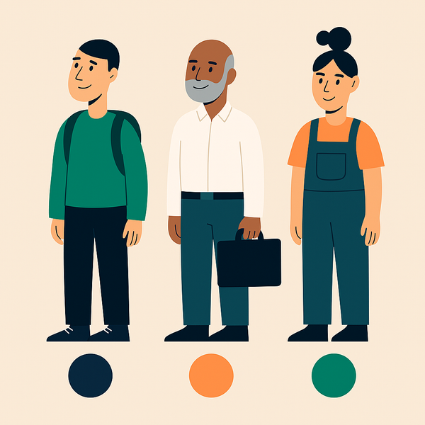 Tre personer står ved siden av hverandre, og én holder en koffert.