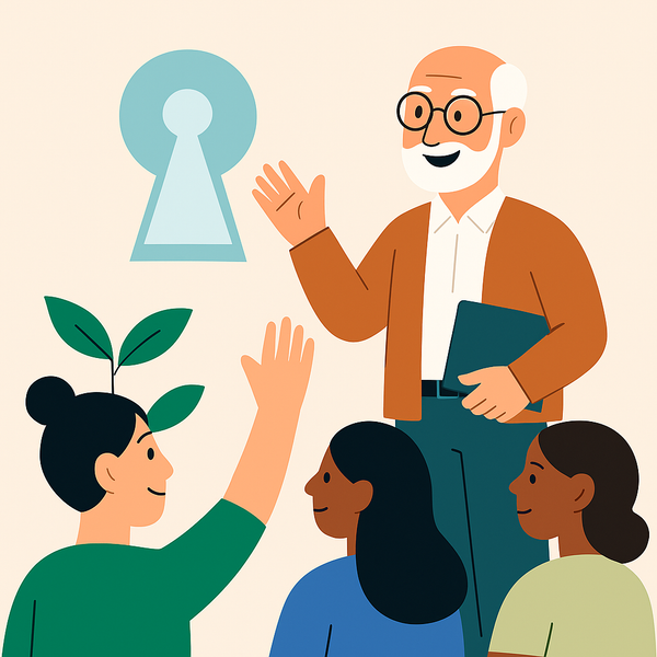 En illustrasjon av en mann som gir en kvinne en high five.