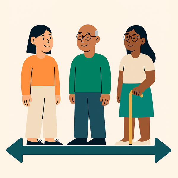 En illustrasjon av tre personer som står ved siden av hverandre.