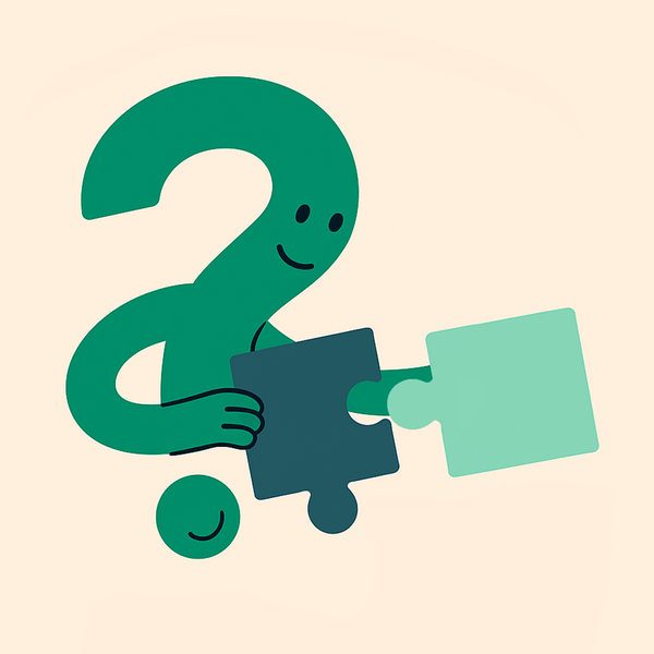 Et grønt spørsmålstegn holder en puslespillbit