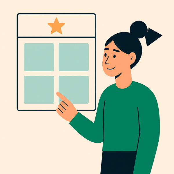 En kvinne peker på et skjema med en stjerne på.