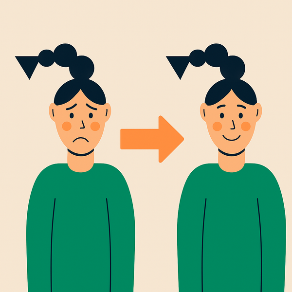 En kvinne med et trist ansikt og en kvinne med et smilende ansikt.