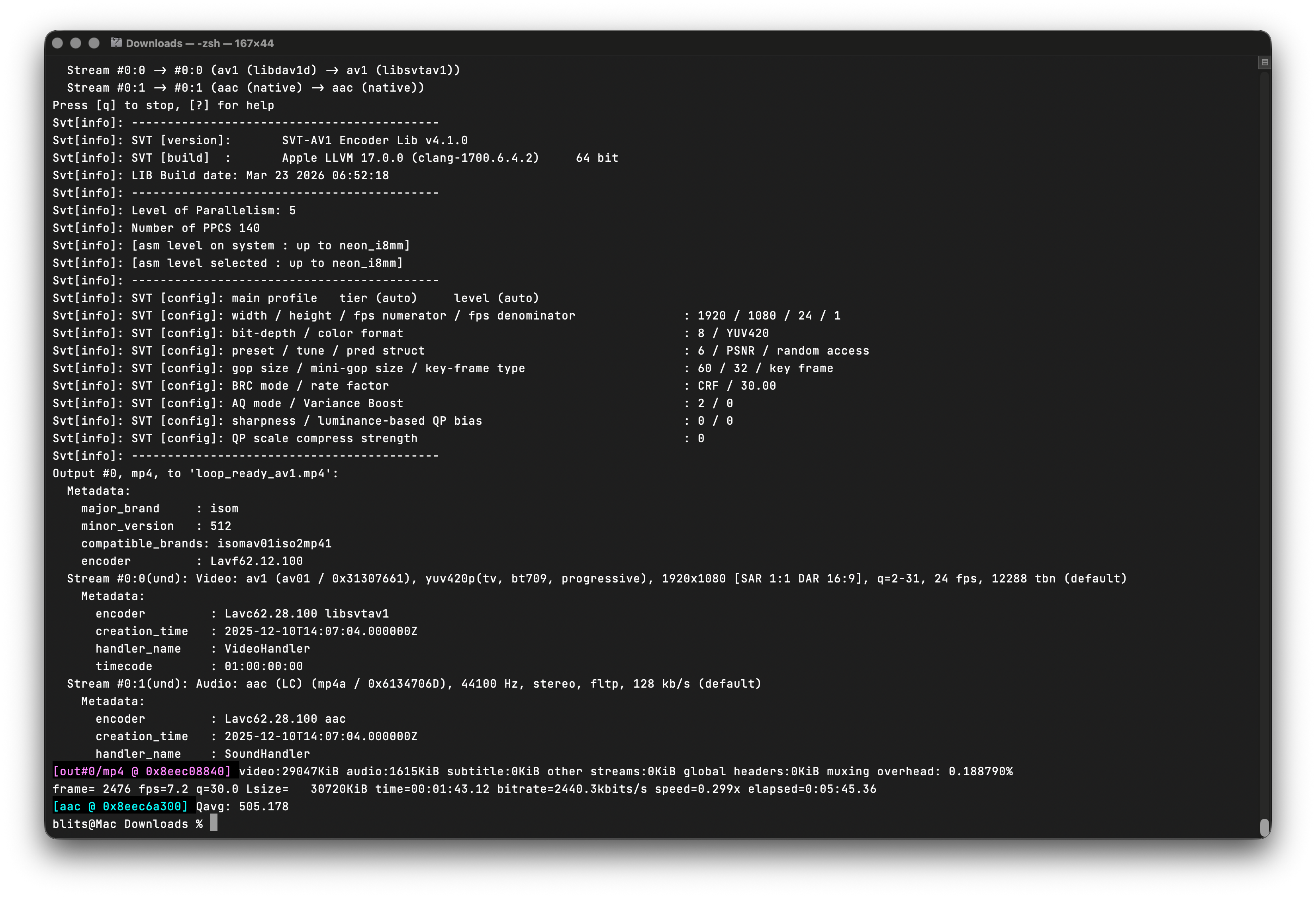 your confirmation that video was encoded successfully