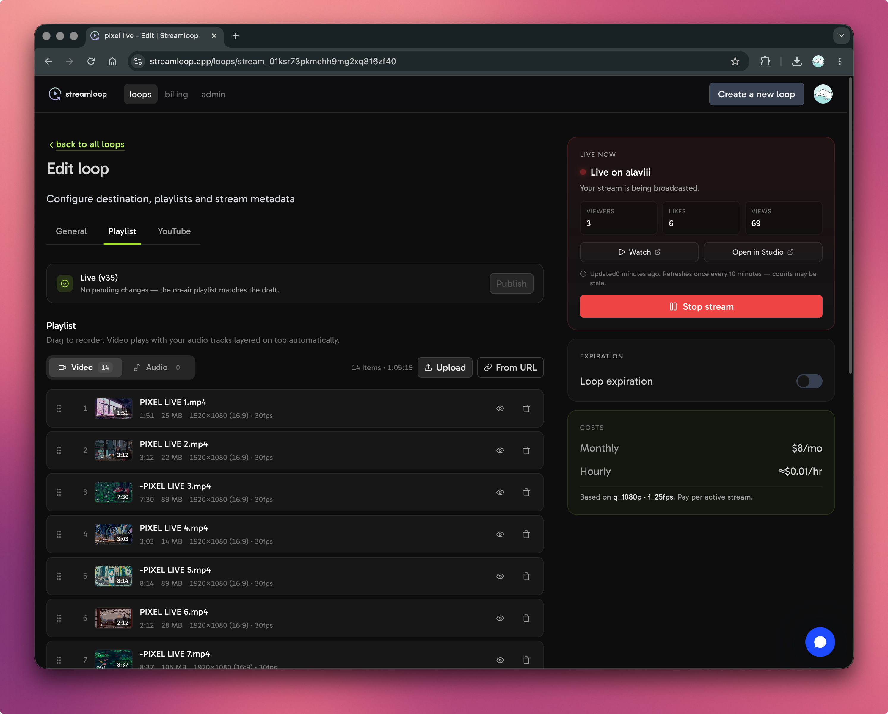 Streamloop UI screenshot