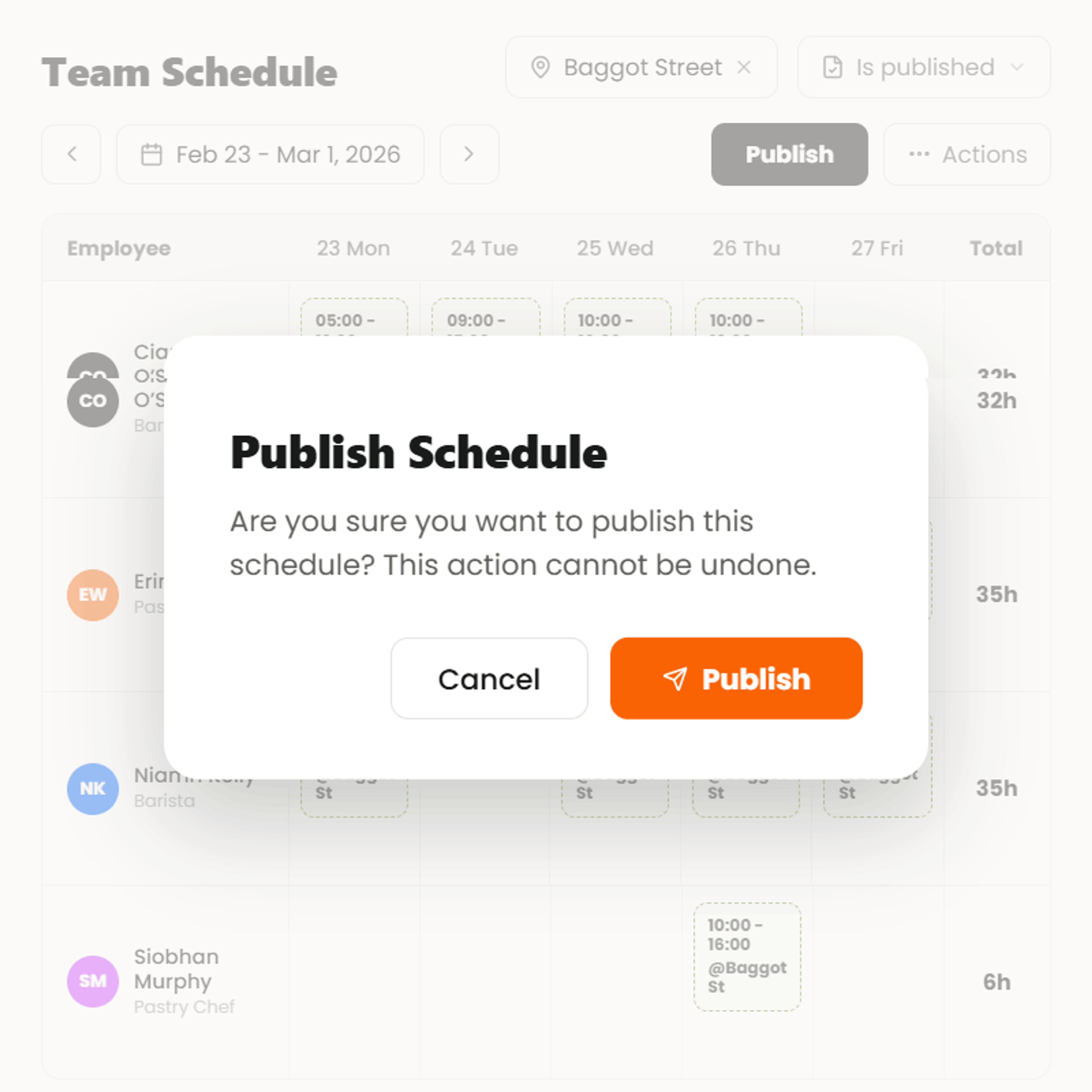 Publishing a schedule in Boss It
